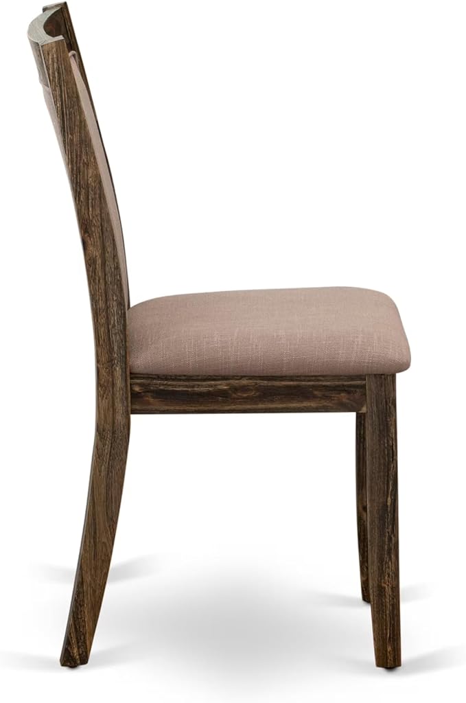 East West Furniture V797MZ748-9 9 Piece Modern Dining Table Set Includes a Rectangle Wooden Table with V-Legs and 8 Coffee Linen Fabric Parson Dining Chairs, 40x72 Inch, Multi-Color