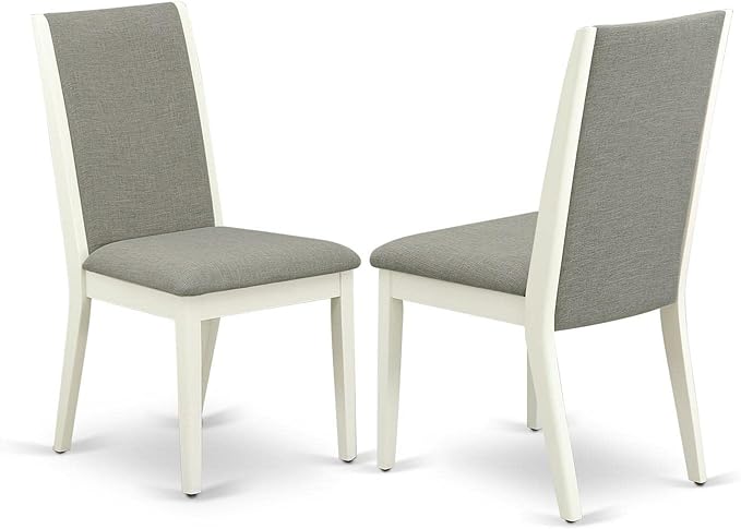 East West Furniture ANLA3-LWH-06 3 Piece Kitchen Table Set for Small Spaces Contains a Round Dining Table with Pedestal and 2 Shitake Linen Fabric Upholstered Chairs, 36x36 Inch, Linen White