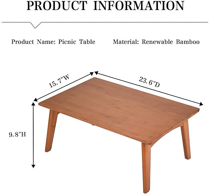 Japanese Floor Table No Assembly Required Bamboo Folding Walnut Coffee Table Bedroom 23.6x15.7x9.8in Furniture Low Tea Table for Sitting on The Floor Walnut Small