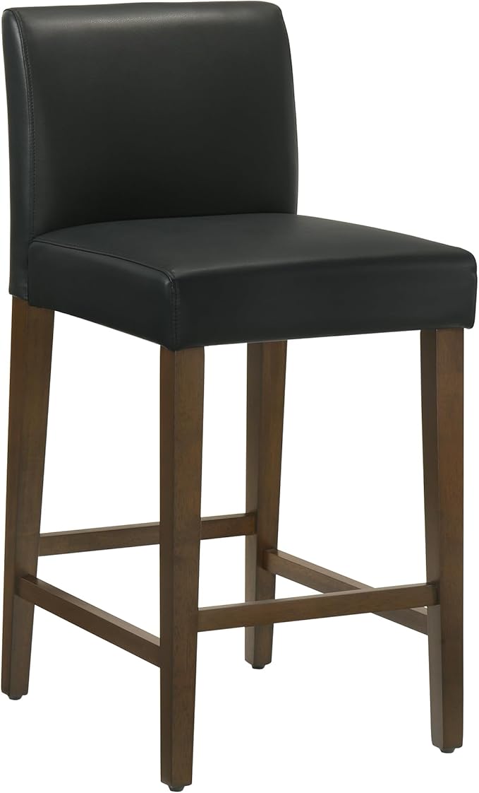 CHITA Counter Height Bar Stools Set of 2, 27" H Seat Height Upholstered Barstools, PU Leather in Black