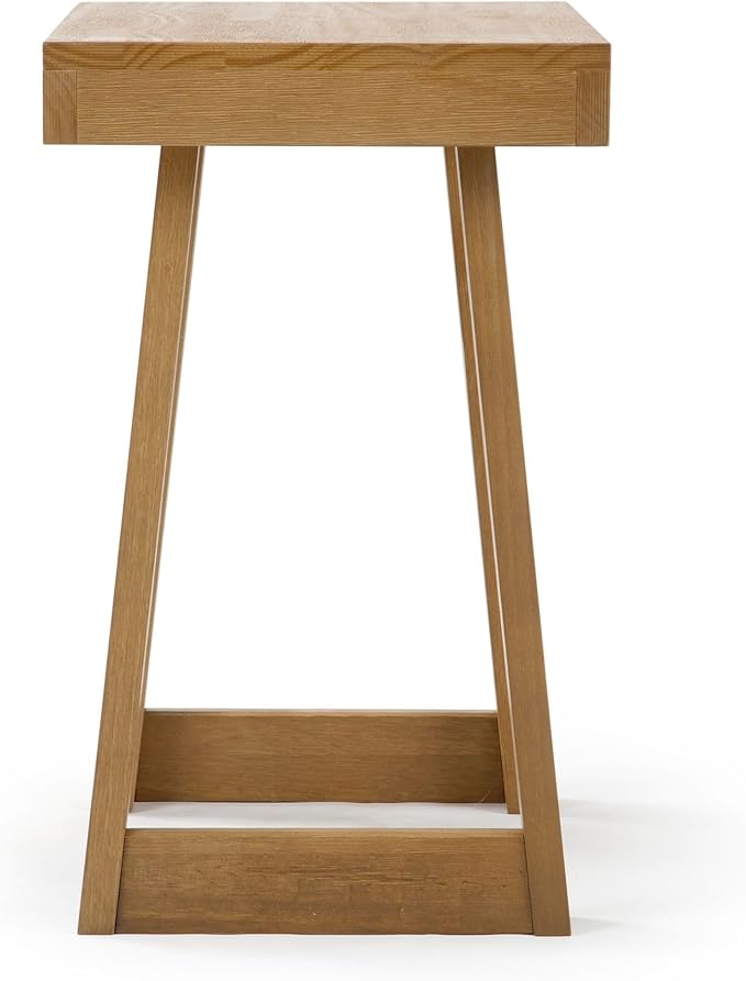 Plank+Beam Classic Rectangular Side Table, 25", Slim Side Table for Living Room, Narrow Nightstand for Small Spaces, Wood End Table for Bedroom, Pecan Wirebrush