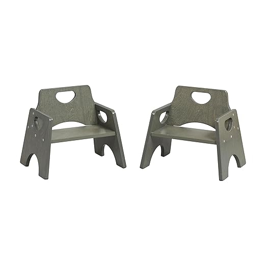 ECR4Kids Stackable Wooden Toddler Chair, 6in, Kids Furniture, Grey Wash, 2-Pack