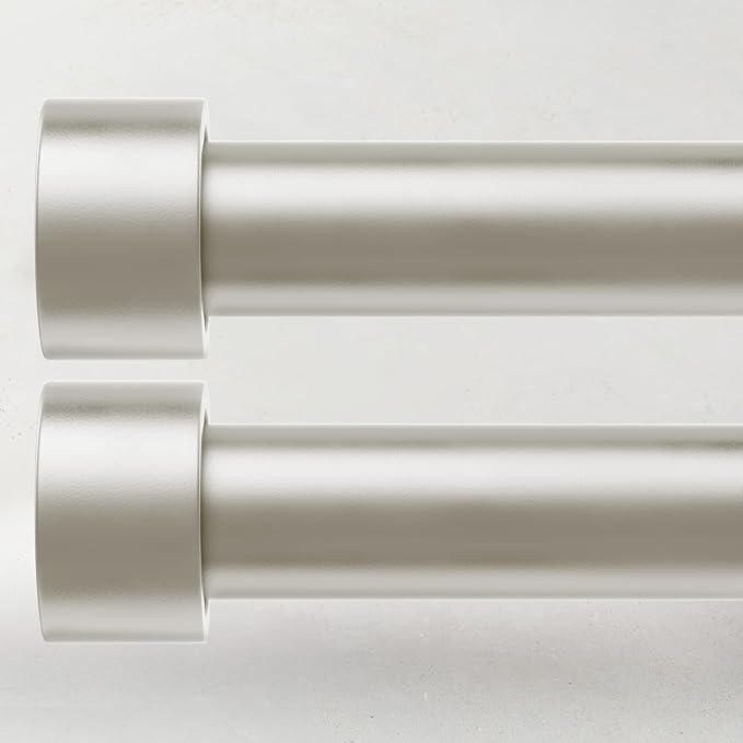 2 Pack Curtain Rods for Windows 66 to 120 Inch(5.5-10ft), 1 Inch Brushed Nickel Curtain Rods Set, Adjustable Extra Long Curtain Rod, Heavy Duty Outdoor Drapery Rods for Patio, Size 32"- 120"