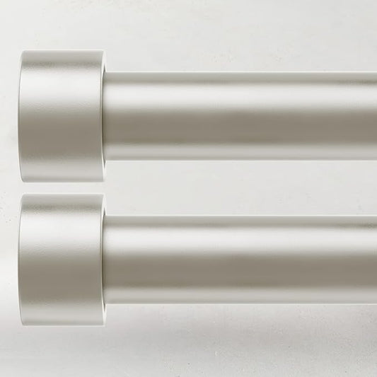 2 Pack Curtain Rods for Windows 66 to 120 Inch(5.5-10ft), 1 Inch Brushed Nickel Curtain Rods Set, Adjustable Extra Long Curtain Rod, Heavy Duty Outdoor Drapery Rods for Patio, Size 32"- 120"
