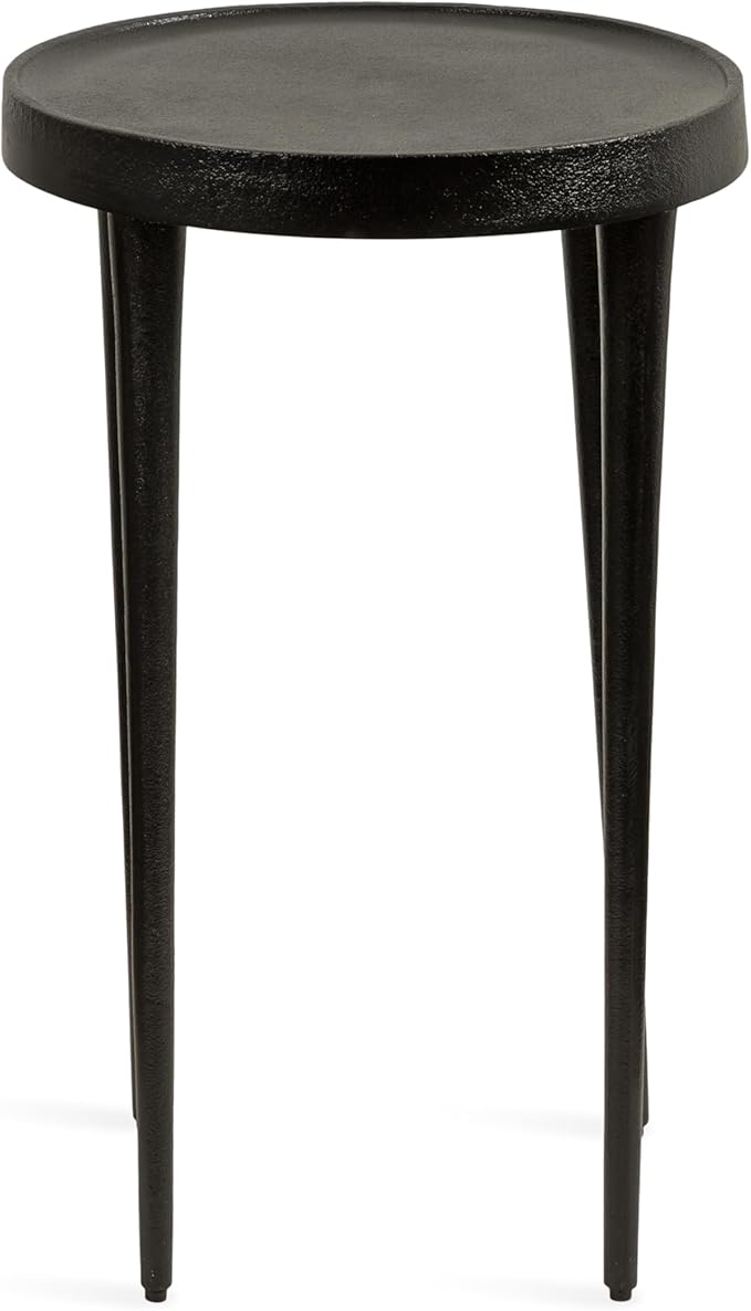 Kate and Laurel Rava Modern Metal Round Side Table, 14 x 14 x 22, Black, Cast Aluminum Accent Table for Use as Indoor Plant Stand or Living Room Decor Piece