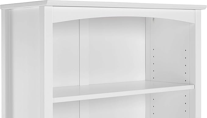 Camaflexi Shaker Style 4 Shelf Bookcase / Solid Wood / 48 inch High / Adjustable Shelving / Closed Back / Display Bookshelf for Living Room, Bedroom, Home and Office, White