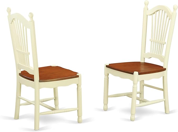 East West Furniture QUDO5-WHI-W 5 Piece Dinette Set for 4 Includes a Rectangle Dining Table with Butterfly Leaf and 4 Dining Room Chairs, 40x78 Inch, Buttermilk & Cherry