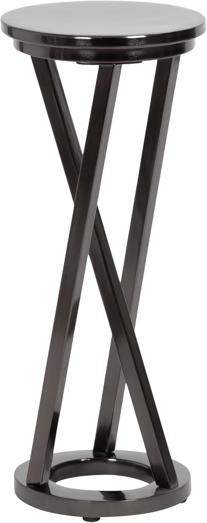 Kate and Laurel Aja Modern Metal Round Drink Table, 9 x 9 x 22, Gray Gunmetal, Decorative Geometric Pedestal Table with Circular Tabletop for Use as Metal Indoor Plant Stand
