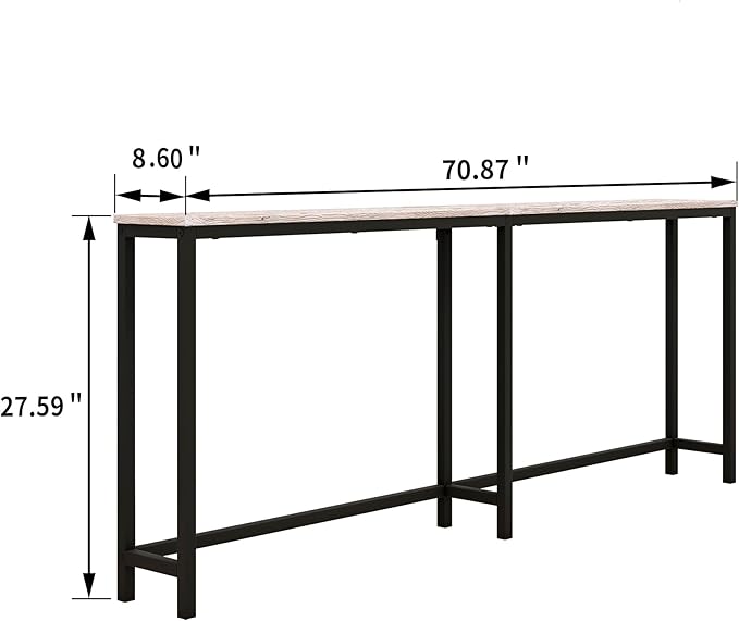 HOMERECOMMEND 70.8 Inch Console Table with USB Ports, Sofa Table with Charging Station, Narrow Entryway Table, Skinny Hallway Table,Maple