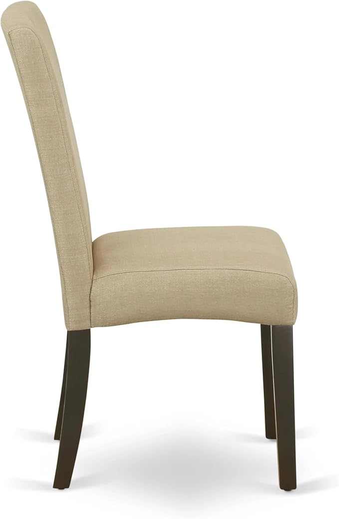 East West Furniture ANDR5-CAP-03 5 Piece Kitchen Table & Chairs Set Includes a Round Dining Room Table with Pedestal and 4 Brown Linen Fabric Parson Dining Chairs, 36x36 Inch, Cappuccino