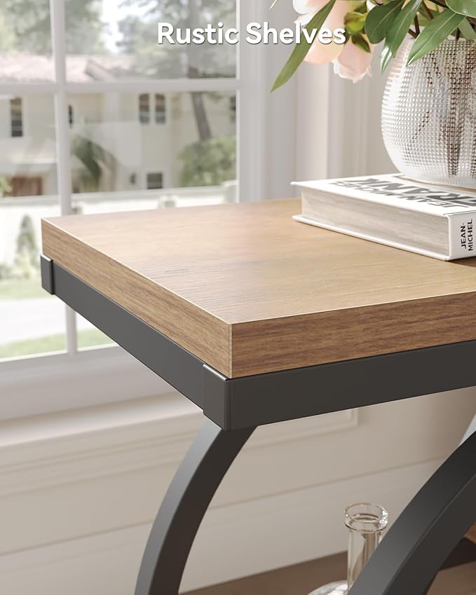 End Table, Narrow Side Table with 4-Tier Large Storage Space, Modern Bedside Table for Living Room, Home Office, Bedroom, Natural
