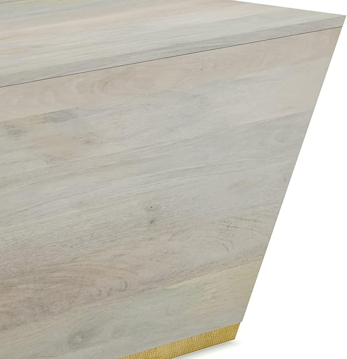 SIMPLIHOME Abba Square Coffee Table - 28 inch Wide Solid Mango Wood Modern Cocktail Table in White Wash, Contemporary Table for Living Room with Low Profile Block Design, Assembled