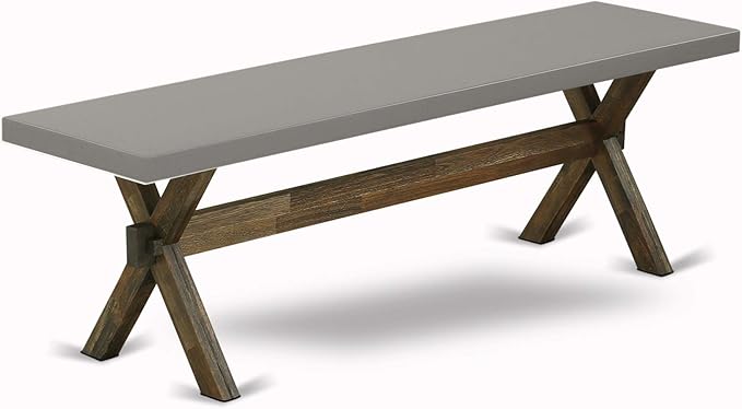 East West Furniture X797FL716-6 6 Piece Dining Table Set Contains a Rectangle Kitchen Table with X-Legs and 4 Dark Khaki Linen Fabric Parson Chairs with a Bench, 40x72 Inch, Multi-Color