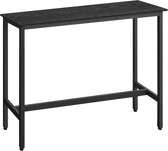 VASAGLE Bar Table, Narrow Long Kitchen Dining Table, Sturdy Metal Frame, Industrial, 15.7 x 47.2 x 35.4 Inches, Ebony Black and Ink Black ULBT120B56