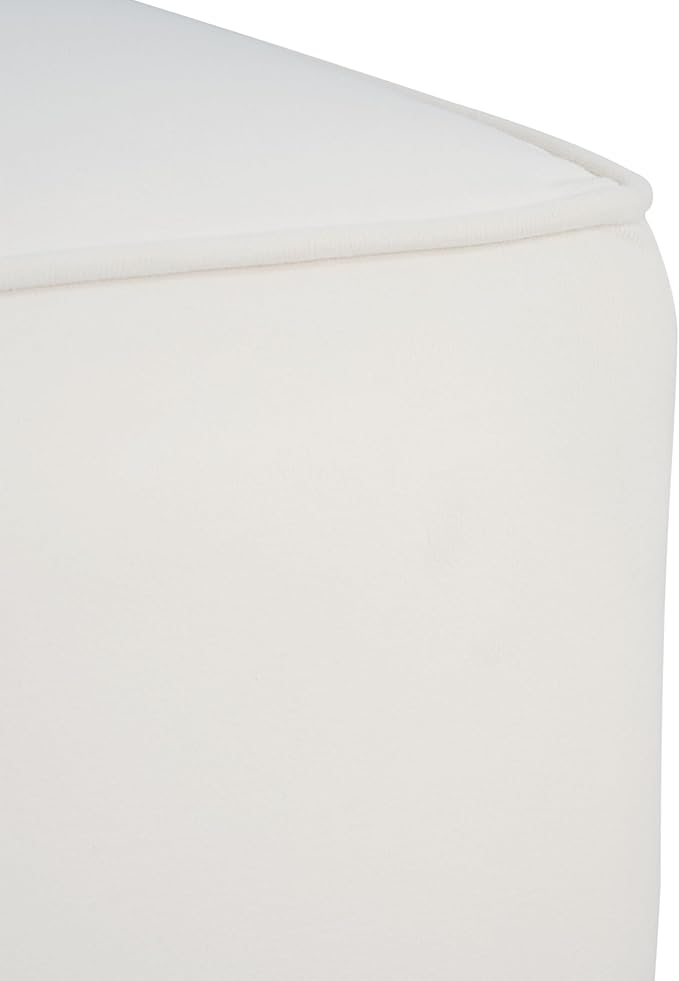 Christopher Knight Home Isa Velvet Ottoman Footstool, Square Pouf Poufee Footrest Ottoman Large Seat, Modern Side Table for Living Room Bedroom Home Decor, Cream, 30"