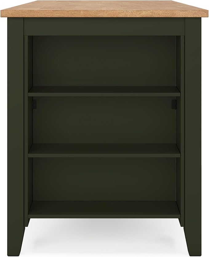 Signature Design by Ashley Gesthaven Modern Counter Height Dining Table with 3 Shelves and Trestle Base, Light Brown & Green