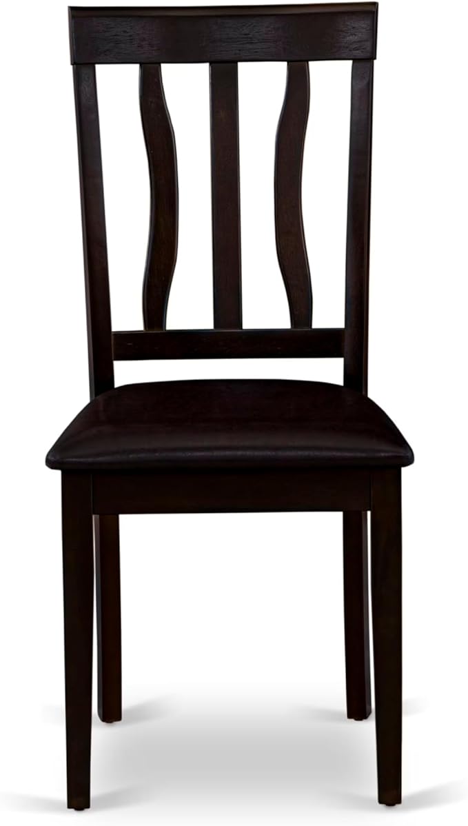 East West Furniture BOAN5-CAP-LC 5 Piece Dining Set Includes a Round Dinner Table and 4 Faux Leather Kitchen Dining Chairs, 42x42 Inch, Cappuccino