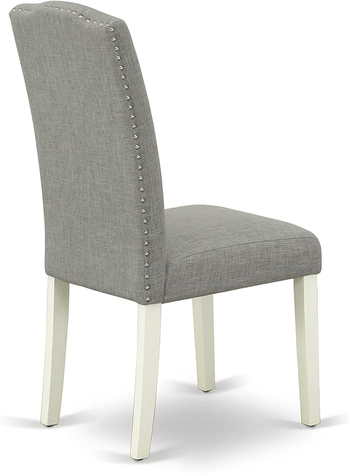East West Furniture X077EN206-7 7 Piece Modern Dining Table Set Consist of a Rectangle Wooden Table with X-Legs and 6 Dark Shitake Linen Fabric Upholstered Chairs, 40x72 Inch, Multi-Color