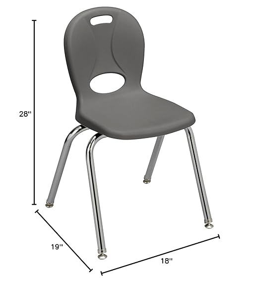 Learniture LNT-116-CSW-GT Learniture Structure Series School Chairs for Classroom, 16" Seat Height, Graphite, Pack of 4