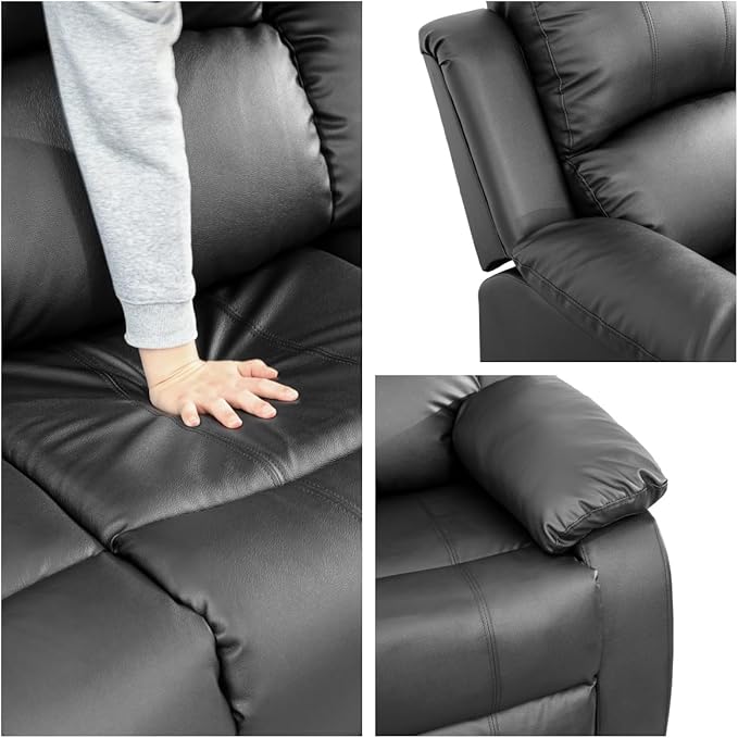 Leather Recliner Chair, Recliner Home Theater Seating, Electric Reclining Chair for Adult, Breathing Chair for Living Room, Black