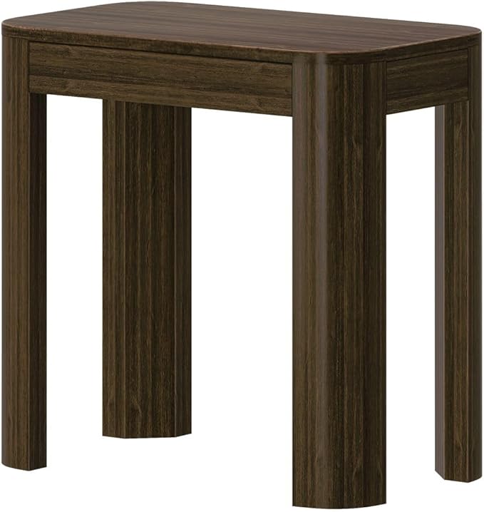 Plank+Beam Modern Rounded Rectangular Side Table, Solid Wood End Table for Living Room, 25in, Walnut