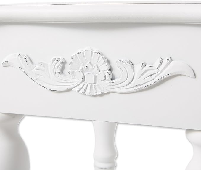Carved White Side Table