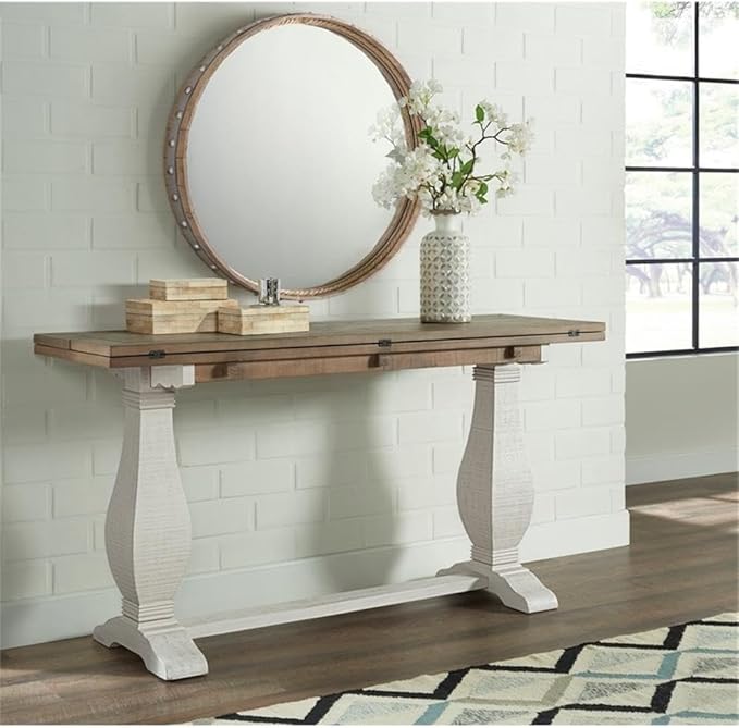 Martin Svensson Home Napa, Flip Top Sofa Console Table, White Stain and Reclaimed Natural