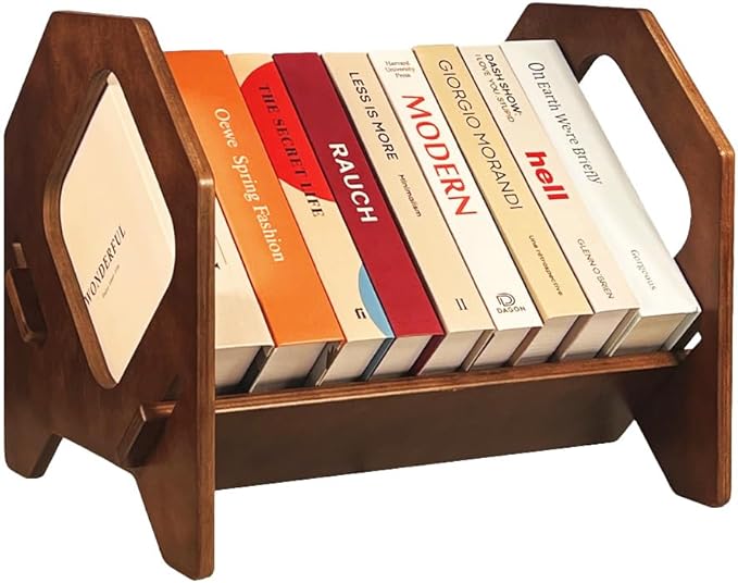 Desktop Bookshelf, Stackable Book Organizer with Handle, storage rack for CD/Magazine/File Folder, Portable Small bookshelf for Study, Living room, Kid's room, No Nails, Medium Size