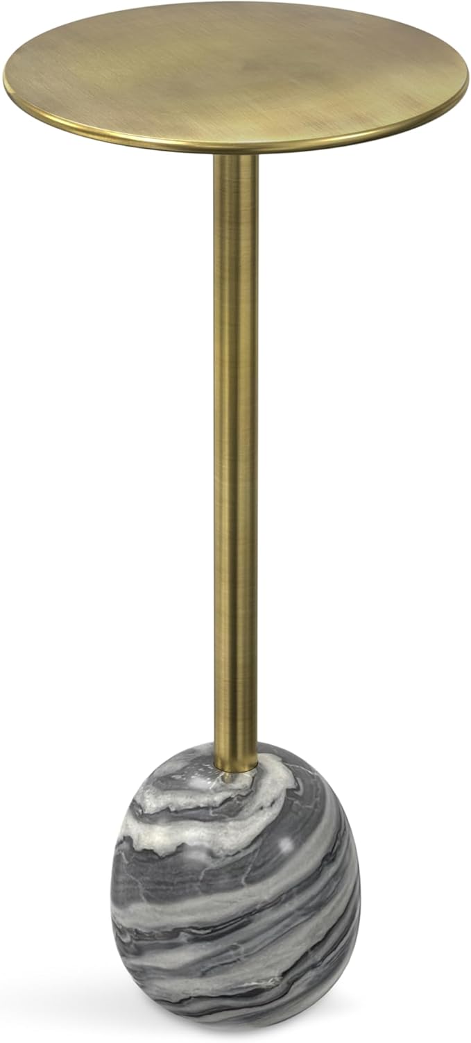 SIMPLIHOME Melene Modern Contemporary 12 inch Wide Metal Side Table in Gold/Grey for The Living Room and Bedroom
