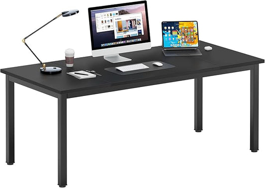 DlandHome Computer Desk, Large Executive Office Desk Study Writing Workstation for Home Office,70.8 x 31.5 inch,Black