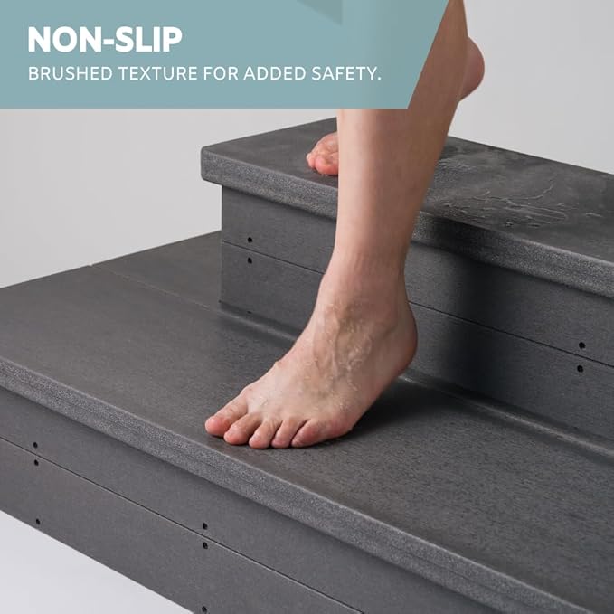 Heavy Duty Hot Tub Steps with Storage - Waterproof, Non-Slip & No Maintenance - Large 700LBS Load Capacity - Multi Angle Access - Ideal for Spa Steps, Hot Tub Stairs - Gray Spa Step for Outdoor