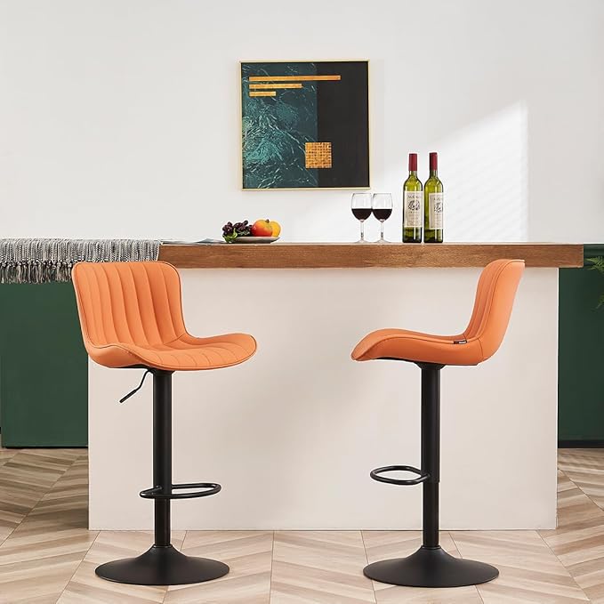 YOUNUOKE Counter Height Bar Stools Kitchen Island Barstools Set of 2 Adjustable Swivel Counter Stool Bar Height Island Chairs with Back, Camel