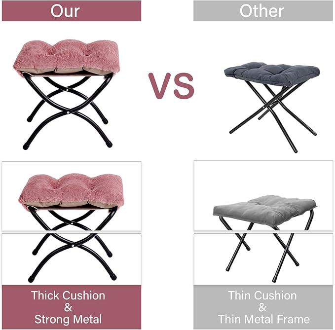 LITA Lazy Chair with Ottoman, Modern Accent Leisure Upholstered Sofa Chair, Lounge Reading Chair with Armrests and a Side Pocket for Living Room, Bedroom & Small Space, Plush Dark Pink
