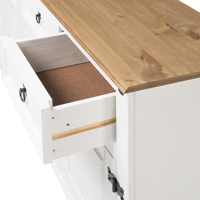 OS Home and Office Furniture Cottage Series Wood Buffet Sideboard in White
