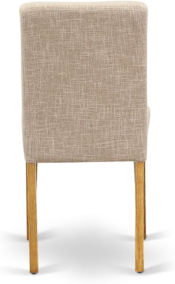 East West Furniture VAAB7-OAK-04 7 Piece Dinette Set Consist of an Oval Dining Room Table with Butterfly Leaf and 6 Light Tan Linen Fabric Upholstered Chairs, 40x76 Inch, Oak