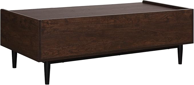 Manhattan Comfort Duane Mid Century Modern Coffee Table with Drawer & Cubby Shelf, Living Room Furniture with Ribbed Flat Design, Wood Grain Laminate Finish & Durable Iron Metal Feet, Navy Blue