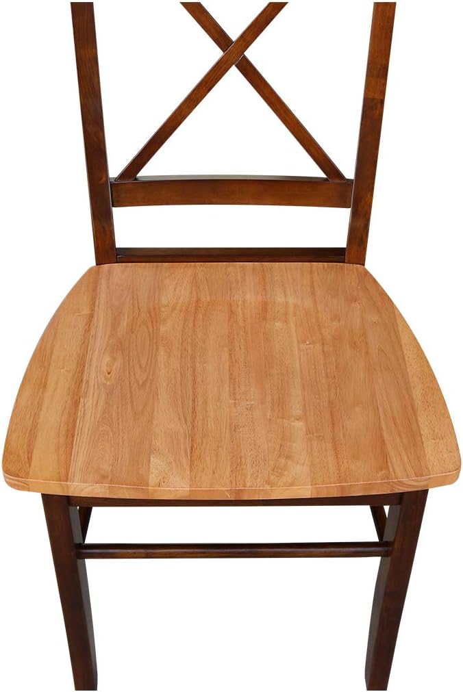 International Concepts X- Back Chair with Solid Wood Seat, Cinnemon/Espresso