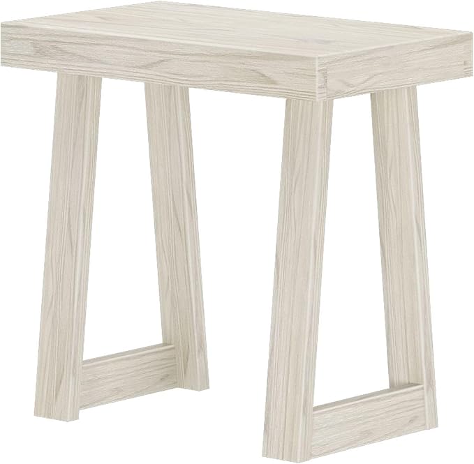 Plank+Beam Classic Rectangular Side Table, 25", Slim Side Table for Living Room, Narrow Nightstand for Small Spaces, Wood End Table for Bedroom, White Sand Wirebrush