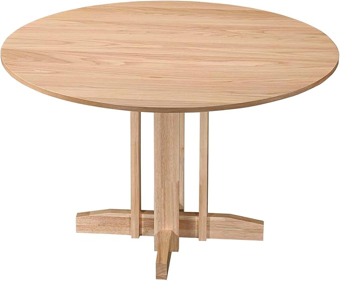Acanva 47" Small Round Dining Table for 4 Person, MDF Top and Sturdy Wood Base Structure, Modern Design for Kitchen, Compact Space & Apartment, Natural Oak