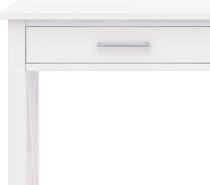 SIMPLIHOME Kitchener Console Table - 47 Inch Wide Solid Wood Sofa Table in White, Contemporary Storage Table for Entryway or Living Room with 2 Drawers, Bottom Shelf, and X-Design Side Panels