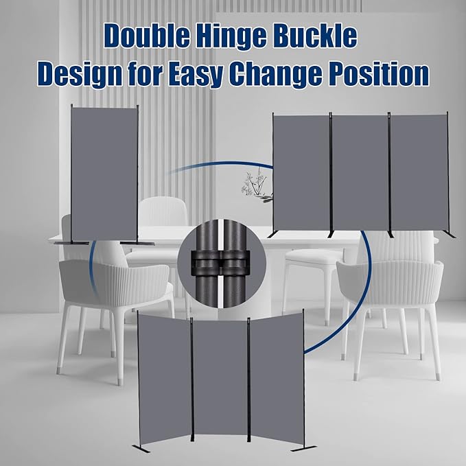 Room Divider 6FT Portable Room Dividers and Folding Privacy Screens, 102'' W Fabric Divider for Room Separation, 3 Panel Partition Room Dividers Freestanding Wall Divider Screen for Dorm Studio Office