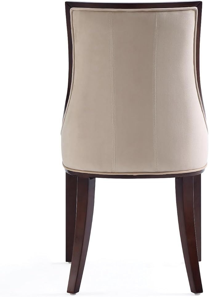 Manhattan Comfort Fifth Avenue Faux Leather Dining Chairs, Parsons Accent Furniture with Padded Wingback Seat, Fine Rectangular Stitching and Solid Beech Wood Frame, Set of 2, Tan