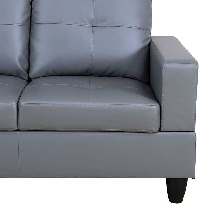 NicBex Sectional Couch 3 Pieces Sofa Set with Right Chaise Synthetic Leather L Shaped Cloud Couch for Living Room Furniture Sets with Storage Ottoman, Modular Sofa for Living Room & Apartment, Gray