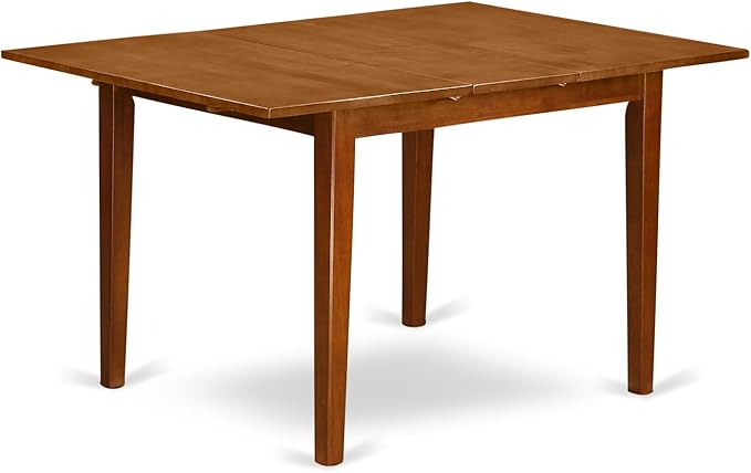 East West Furniture MILA3-SBR-C 3 Piece Dining Room Table Set Contains a Rectangle Kitchen Table with Butterfly Leaf and 2 Linen Fabric Upholstered Chairs, 36x54 Inch, Saddle Brown
