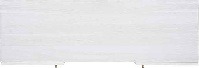 SAFAVIEH Home Collection Ophelia Bleached White/Natural Rattan 2-Door 2-Shelf Entertainment Media Stand (Fits up to a 50" Flatscreen TV)
