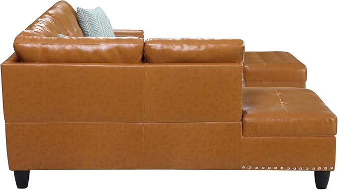 Evan Sectional Sofa or Couch with Ottoman for Living Room, Apartment, Bedroom, Office
