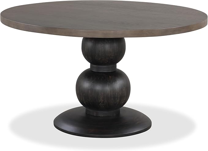 Furniture of America Lioren Modern 54-inch Round Dining Table with Turned Pedestal Base and Two-Tone Design, Seats up to 4 for Home Kitchen, Living Room, Espresso