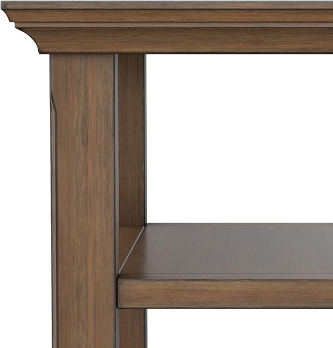 SIMPLIHOME Acadian 14-inch Wide Solid Wood Narrow End Table in Rustic Natural Aged Brown, Transitional-Style Side Table for Living Room, Bedroom, or Family Room with 2 Open Shelves