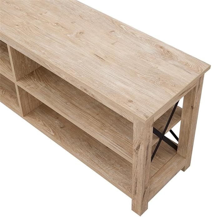 Henn&Hart Rectangular TV Stand for TV's up to 70" in White Oak, Electric Fireplace TV Stands for the Living Room