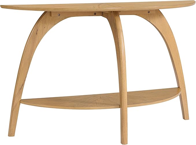 Martin Svensson Home LAX Half-Moon Sofa Console Table with Storage, Blonde